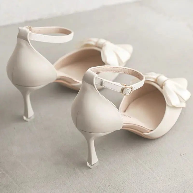 Medium Heel Heels Women's Shoes Trend Pointed Toe Butterfly Stilettos Elegant Dress Weddings Bridal Party White Designer