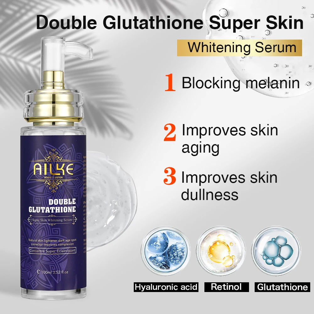 AILKE Bleaching Body Lotion With Double Glutathione, Brightening, Moisturizing, Dark Spots Remover, Skin Glowing Face Care