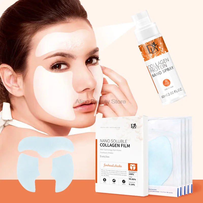 Nano Soluble Collagen Film Mask Face Serum Spray Set Wrinkle Repair Face Filler Essence Moisturizing Brightening Skin Care Set