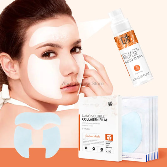 Nano Soluble Collagen Film Mask Face Serum Spray Set Wrinkle Repair Face Filler Essence Moisturizing Brightening Skin Care Set