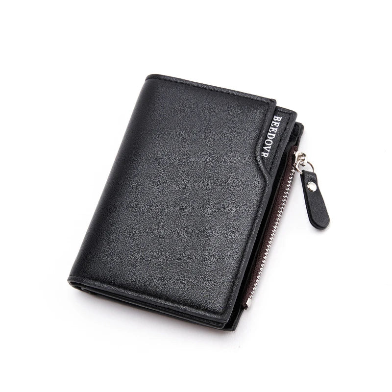 Fashion Man Wallet PU Leather Card Holder Purse Zipper Coin Pocket Men's Short Wallets Portable Billfold Male Gift