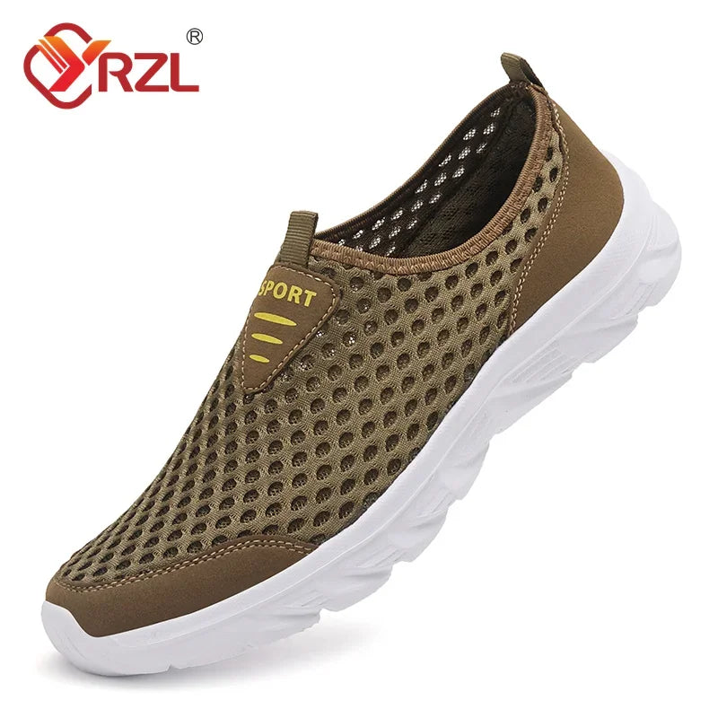 YRZL Summer Men Casual Shoes Hollow Mesh Sneakers Men Trendy Lightweight Gym Shoes Adult Breathable Men's Trainers Loafers Men