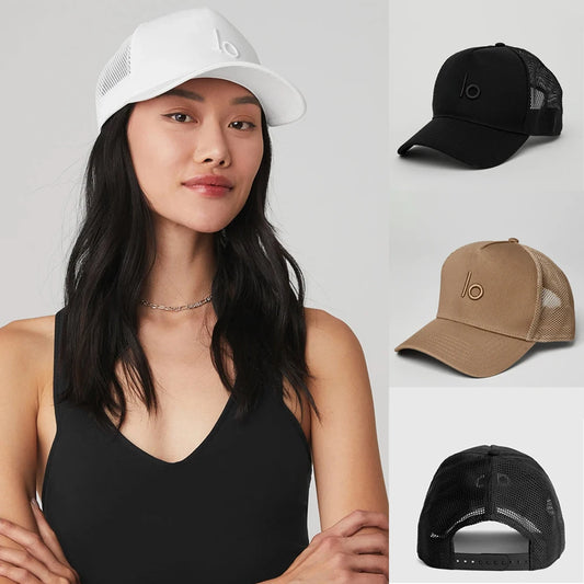 LO Yoga Mesh Hat Summer Breathable Gauze Baseball Cap Couple Style Peaked Cap Unisex Adjustable Size Outdoor Sports Running Hat