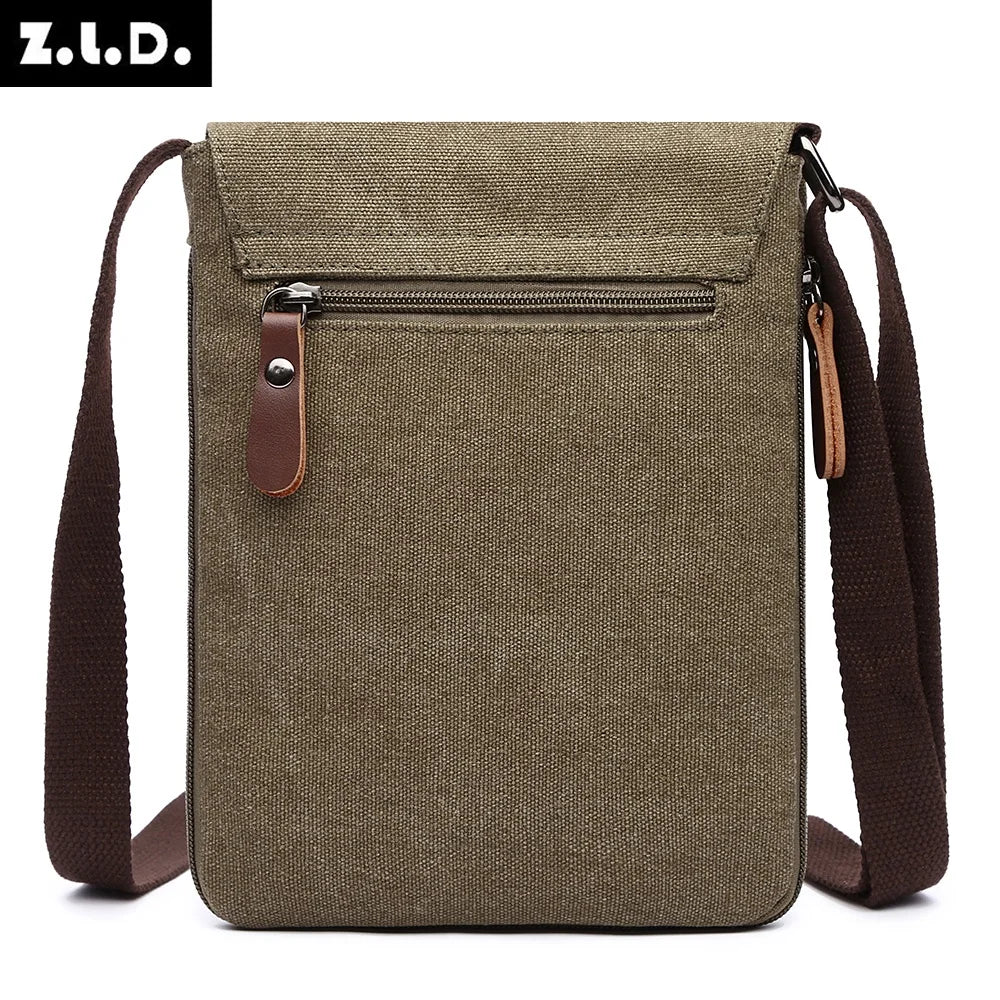 Mini Canvas Shoulder Bags for Men Solid Colors Messenger Strong Fabric Vintage Style Crossbody Bags 2021 New Design
