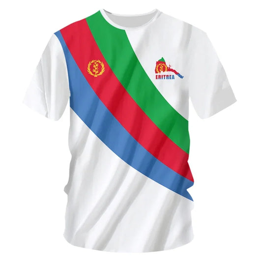 Eritrean Flag T-shirt Country T-shirt Eritrean Flag T-shirt Men's oversized 3D printed short sleeve