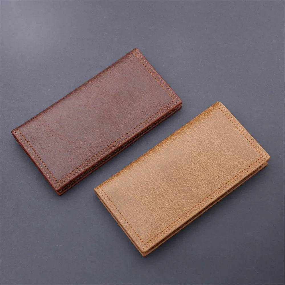 New Men Long Thin Slim Wallets Vintage Pu Leather Male Credit Card Holder Brown Money Purses Solid Simplicity Wallet For Man