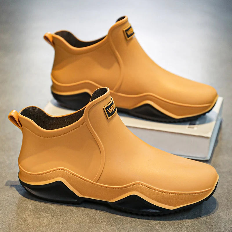 Waterproof Rain Shoes Men Casual Shoes PVC Outdoor Water Shoes for Fishing Shoes Non-slip Low Top Footwear Work Shoes Size 39-44