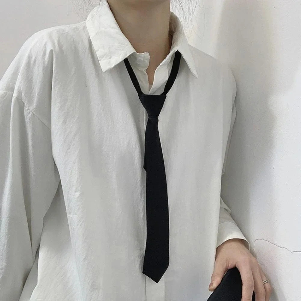 Unisex Black Simple Clip on Tie Security Tie Uniform Shirt Suit Neckties Steward Matte Funeral Lazy Neck Ties Men Women Students