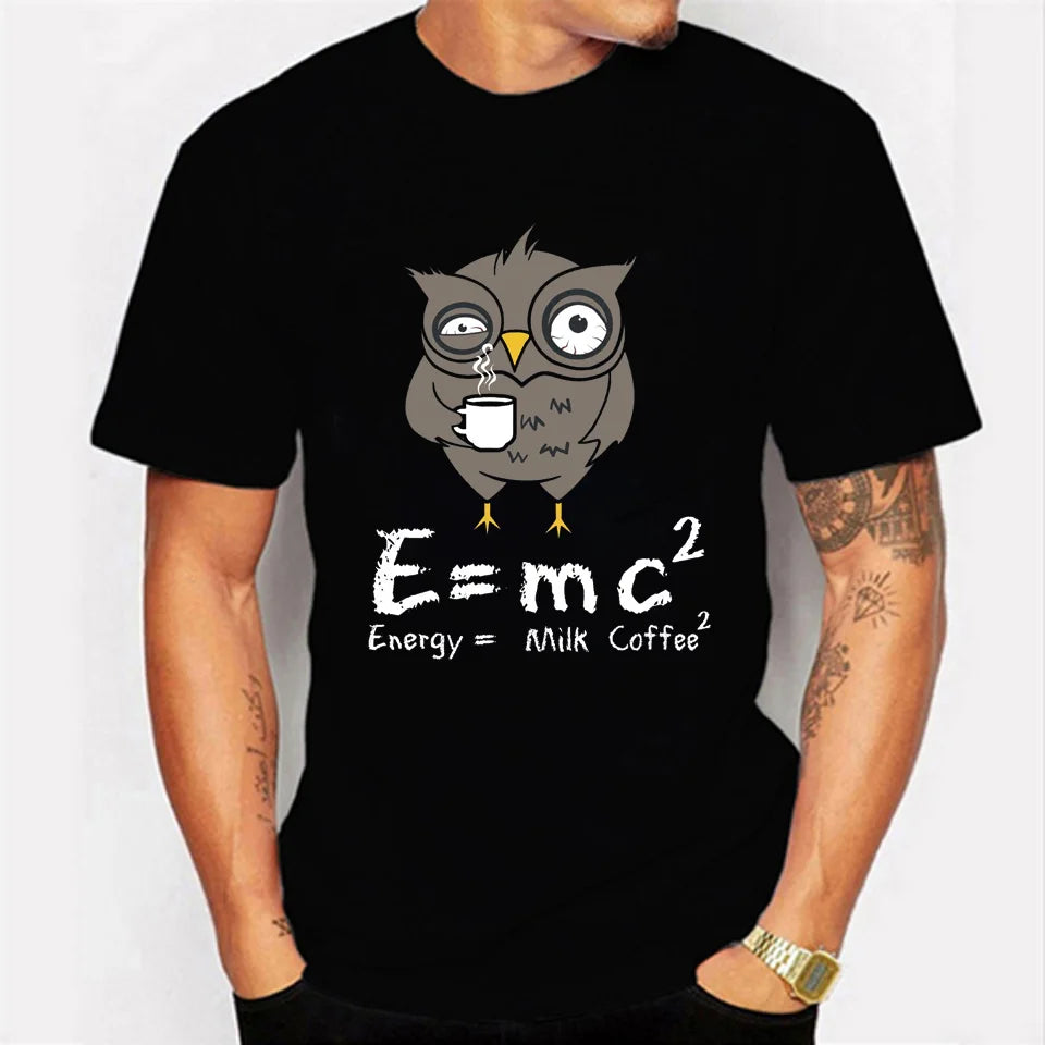 Men's T-shirt E MC2 Energy Milk Coffee Pattern Shirts 2022 New Street Fashion Style Short-sleeve T-shirts Male Top Clothes