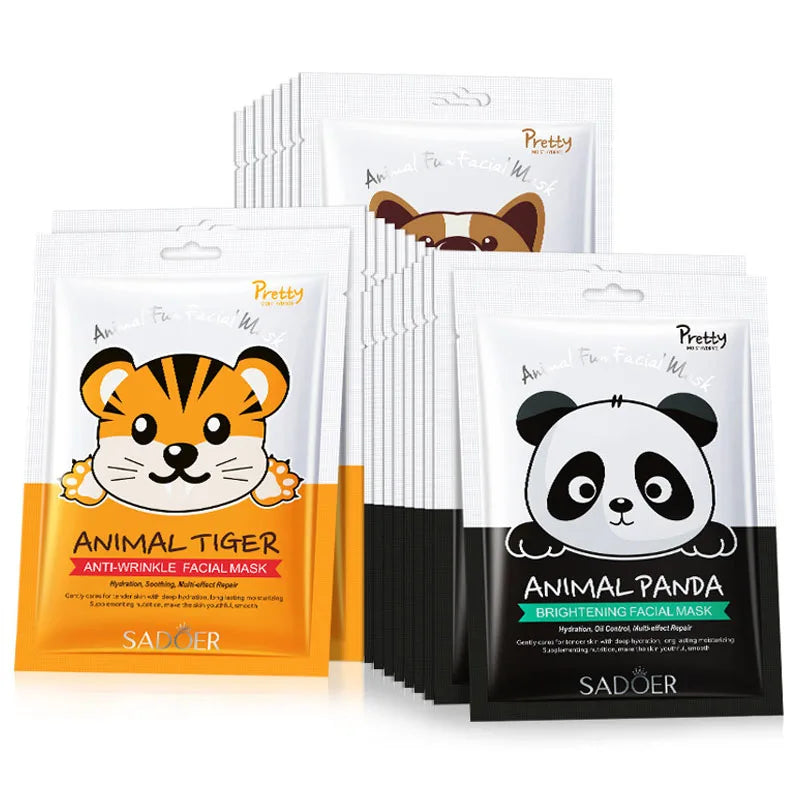 10pcs Moisturizing Face Mask skincare Cartoon Animal Pattern Firming Brightening Facial Masks Face Sheet Mask Skin Care