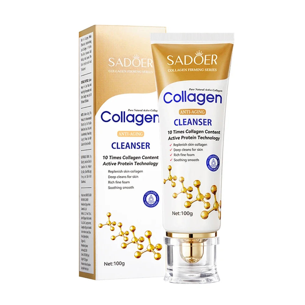 Collagen Anti Wrinkle Facial Cleanser Face Care Anti-Aging Moisturizing Face Cleansing Face Wash Foam Cleanser Skin Care Product