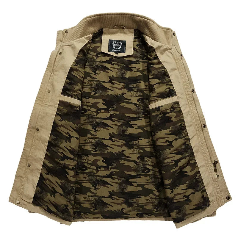 Plus Size 7XL 8XL Military Jacket Men Spring Autumn 100% Cotton Multi-pocket Casual Tactical Jackets Khaki Male Chaqueta Hombre