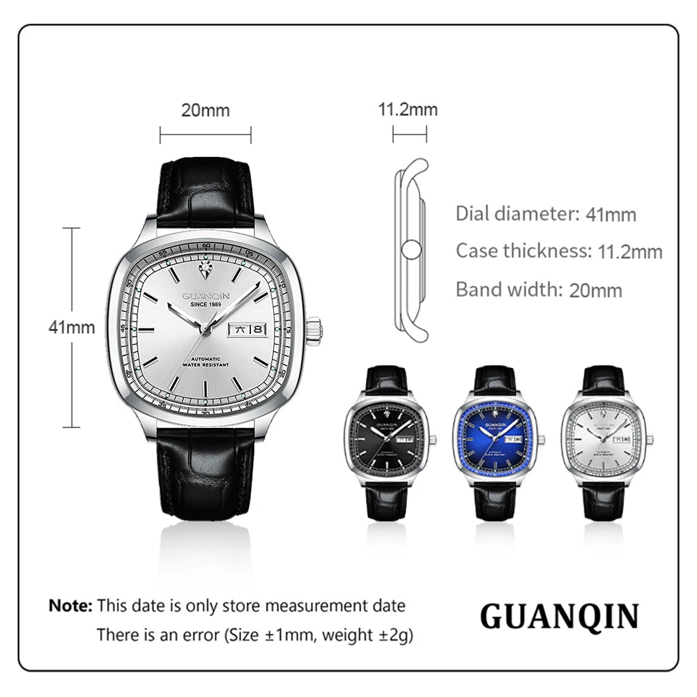 GUANQIN Men's Watches Top Luxury Mechanical Automatic Watch For Men Sapphire Mirror Leather Sports Waterproof Reloj Hombre 2024