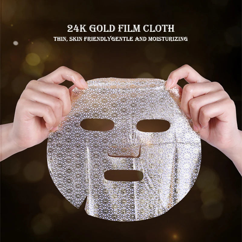 10pcs 24K Gold Hyaluronic Acid Face Mask Firming Moisturizing Hydrating Beauty skincare Sheet Masks Facial Mask Face Care