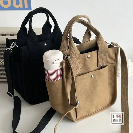 Women Crossbody Bags Canvas Solid Color Casual Tote Bag Messenger Bag Shoulder Bag Brand Designer Simplicity Girl's Shoulder Bag