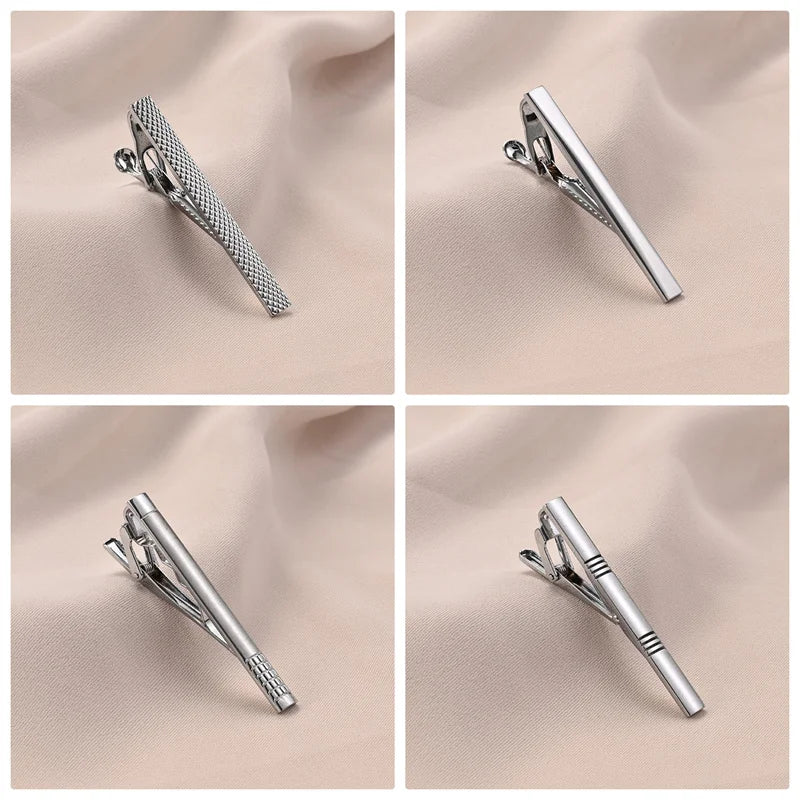 8 PCS Tie Clip Set With Gift Box Wedding Guests Gifts Metal Man Shirt Cufflinks Men's Gift For Husband Luxury Jewelry Business