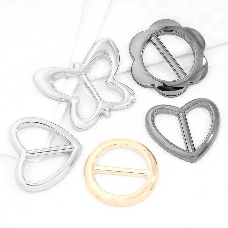 Elegant Scarf Ring Clip Waist Buckle Metal Heart Butterfly Brooches Scarves Button Curved Garment Brooches Women Shawl Clip