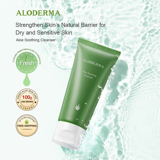 ALODERMA Fresh Aloe Soothing Facial Cleanser Gentle Moisturizing Cleansing Cream For Sensitive Skin Non-Irritating Facewash 100g