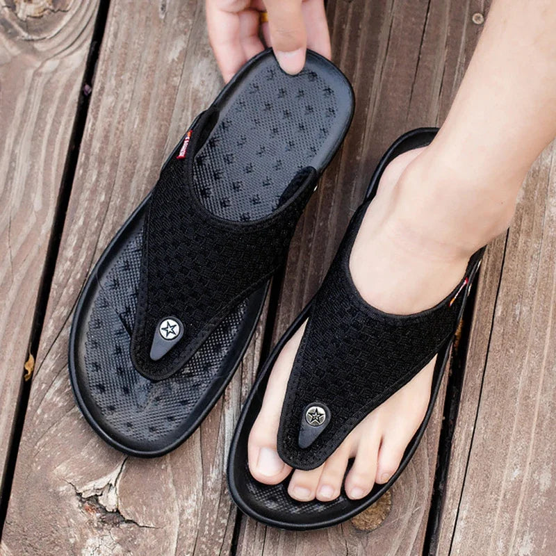 YRZL Slippers Summer Flip Flops for Men Beach Slippers Casual Sandals Comfortable Shoes Non-Slip Bathroom Shoes  Men Slides