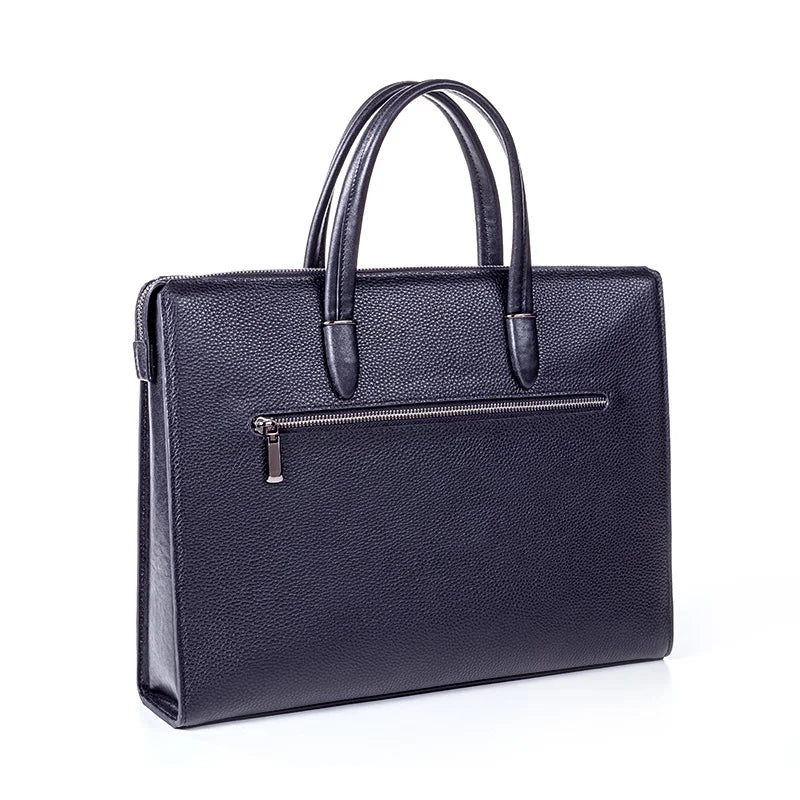 Fingerprint Lock Leather Business Briefcase,15.6" Laptop Compartment Waterproof Anti-theft Bag for Man Woman
