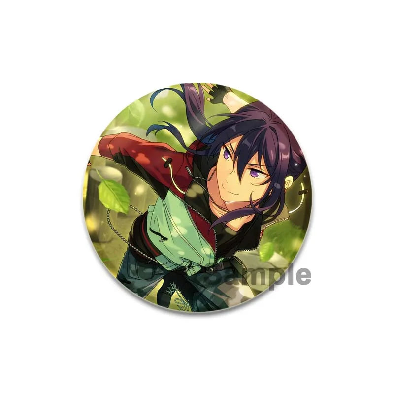 Music Game Ensemble Stars Brooch Round Tinplate Button Pins Cute Virtual Idol Kiryu Kuro Cosplay Badges for Backpack Accesorios