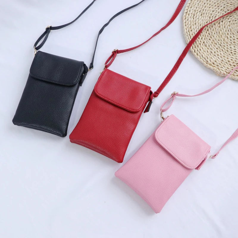 Fashion Women Crossbody Bag PU Leather Mobile Phone Purse Bags Solid Flap Messenger Bag Small Female Shoulder Handbag for Women