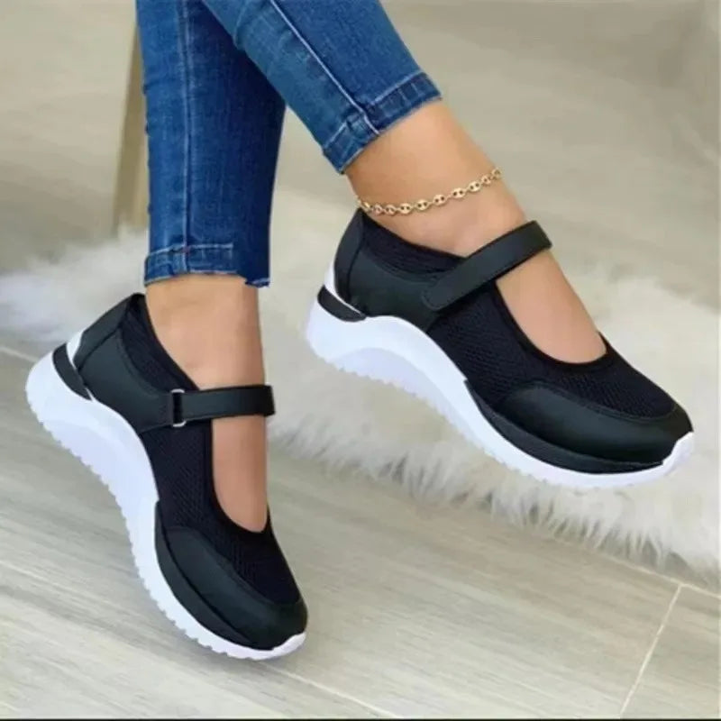 2022 New AutumnOutdoorBreathable Mesh Shoes Women Casual Platform Sneakers Travel Walking Footwear Large Size Vulcanized Shoes