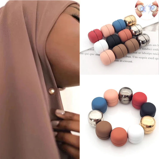Macaron Safe Hijabs Brooch No Hole Pins Strong Metal Plating Magnetic Women Muslim Hijabs Scarf Magnet Clips Accessories Gifts