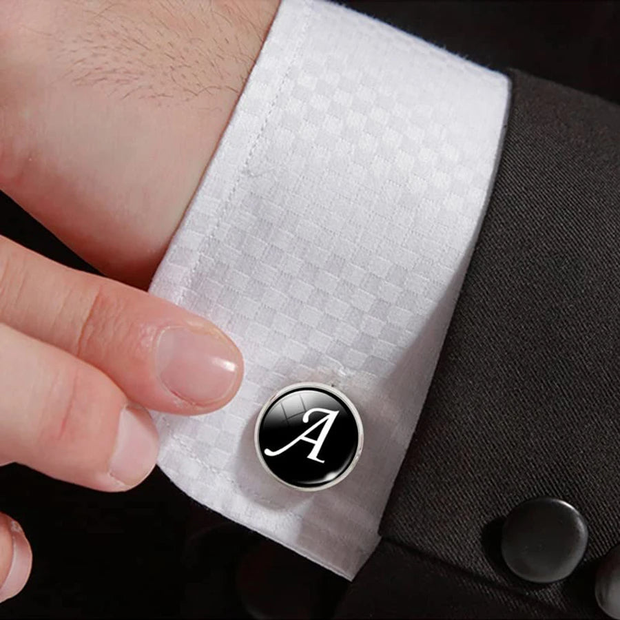 1Pairs Initial Letter Cufflinks for Men Single Alphabet Cuff Button for Male Shirt Wedding Souvenirs Gentleman Jewelry Gifts