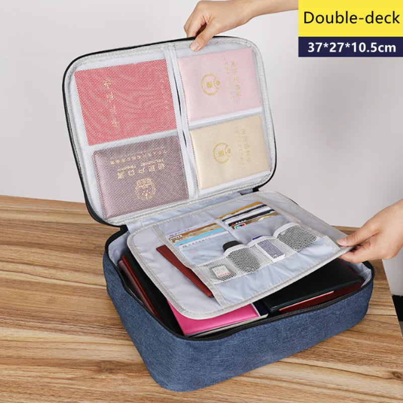 Document Organizer Briefcase A4 Folder Holder Men Women Bag Cover Purse Passport Home Travel Safe Functional File Storage Case