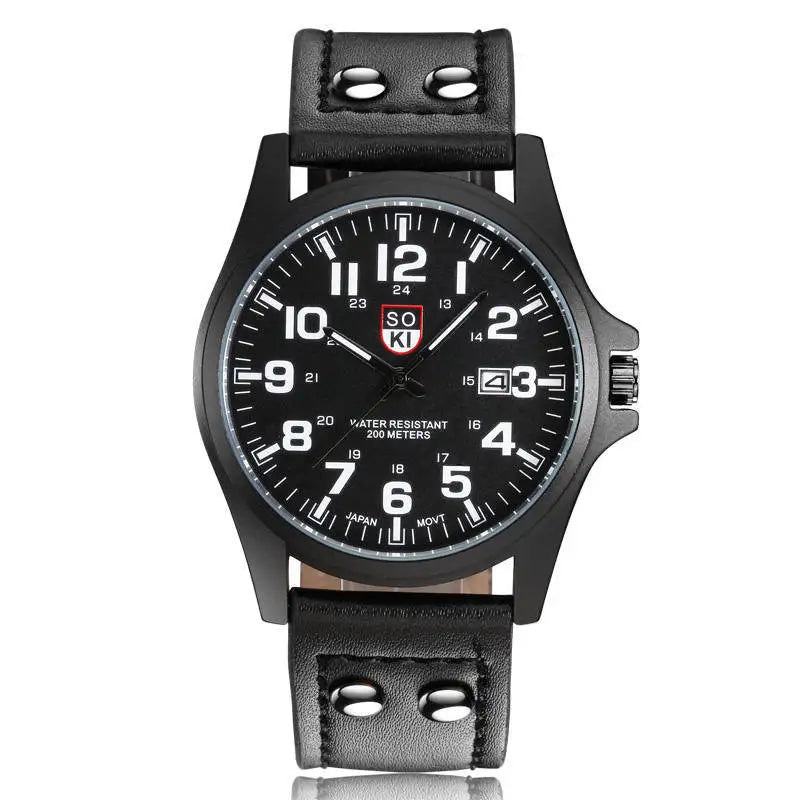 Men Sports Casual Wristwatch QuartzLeather Strap Watches Masculino Relogio Fashion Male Calendar Clock Out-door Reloj Hombre